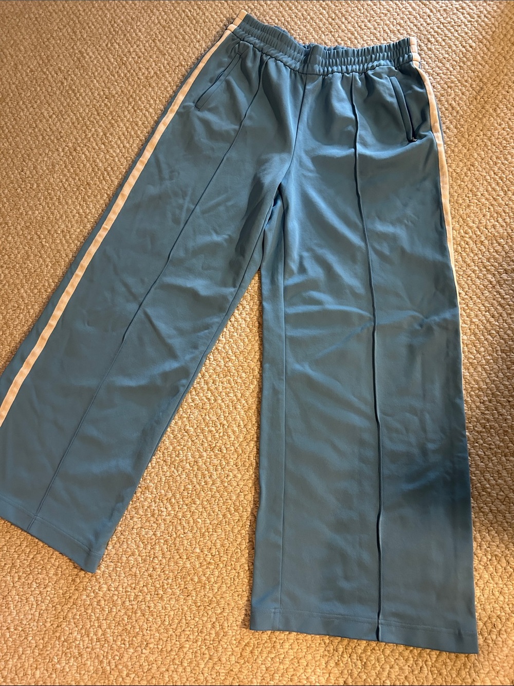 Athleta Teal Track Pants with Side Stripe